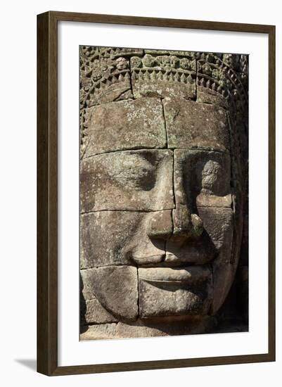 Face Thought to Depict Bodhisattva Avalokiteshvara, Angkor World Heritage Site-David Wall-Framed Photographic Print