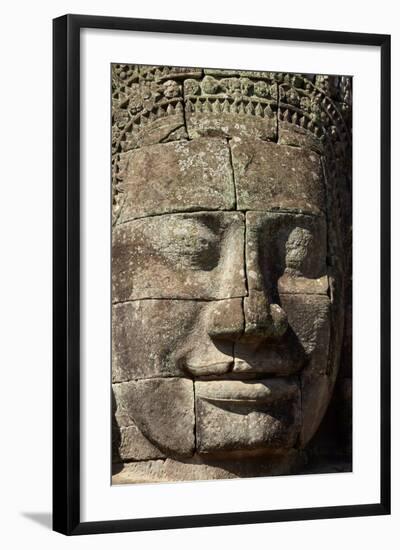 Face Thought to Depict Bodhisattva Avalokiteshvara, Angkor World Heritage Site-David Wall-Framed Photographic Print