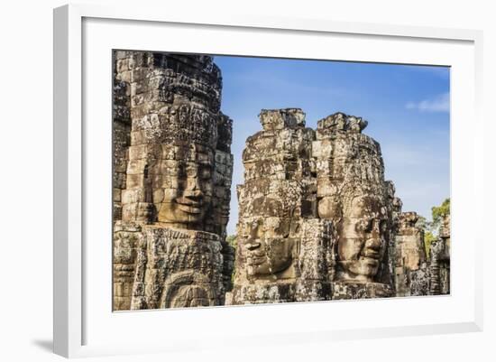 Face Towers in Bayon Temple in Angkor Thom-Michael Nolan-Framed Photographic Print