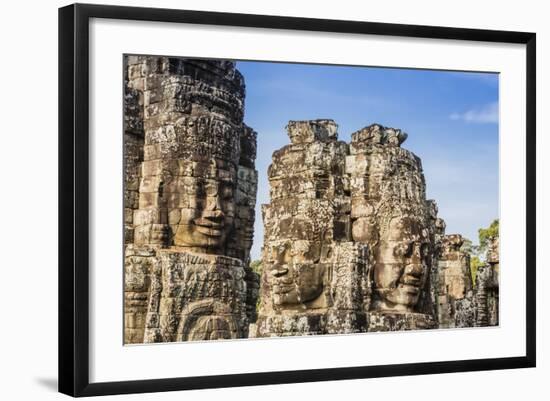 Face Towers in Bayon Temple in Angkor Thom-Michael Nolan-Framed Photographic Print