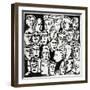 Faces in Black and White-Diana Ong-Framed Giclee Print