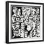 Faces in Black and White-Diana Ong-Framed Giclee Print