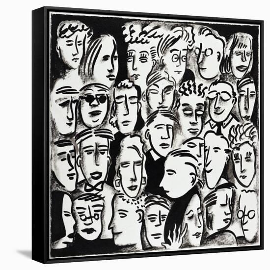 Faces in Black and White-Diana Ong-Framed Stretched Canvas