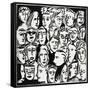 Faces in Black and White-Diana Ong-Framed Stretched Canvas