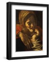 Faces of Madonna and Child, from Adoration of the Shepherds (Detail)-Caravaggio-Framed Giclee Print