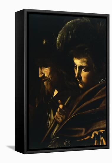 Faces of Two Men, Detail from Our Lady of Mercy or Seven Acts of Mercy-Caravaggio-Framed Stretched Canvas