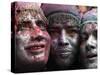 Faces Smeared with Colored Powder, Posing for a Photo During Holi Festivities in Gauhati, India-null-Stretched Canvas