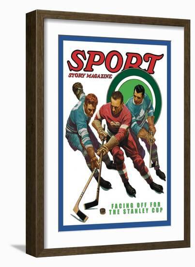 Facing Off for the Stanley Cup, c.1936-null-Framed Art Print