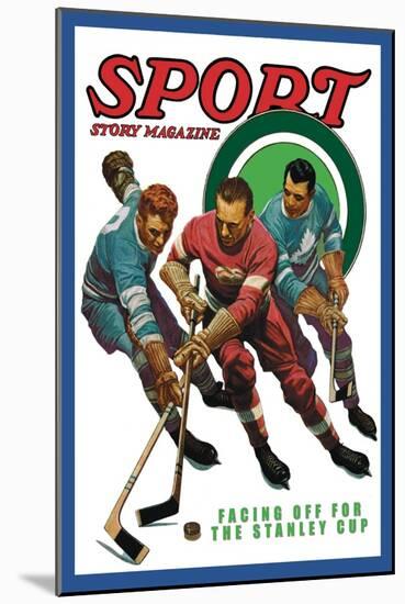 Facing Off for the Stanley Cup, c.1936-null-Mounted Art Print