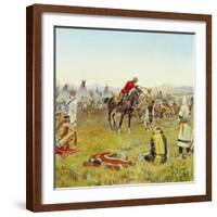 Facing the Indians (Single Handed). 1917-Charles Marion Russell-Framed Giclee Print