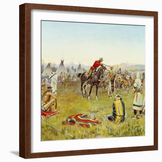 Facing the Indians (Single Handed). 1917-Charles Marion Russell-Framed Giclee Print