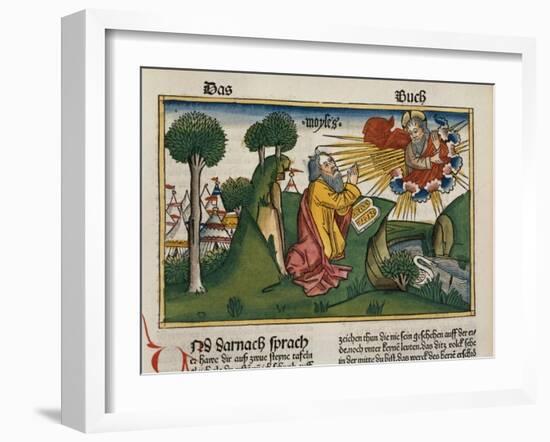 Facsimile Copy of Exodus 34 1-10 Moses Receives the Second Tablets with the Ten Commandments-null-Framed Giclee Print