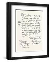 Facsimile of a Declaration About the Scarcity of Food; American Revolutionary War, USA, 1870S-null-Framed Giclee Print