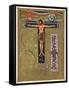 Facsimile of a Page of Illuminated Manuscript with the Crucifix Designed into an Ornate Letter T-null-Framed Stretched Canvas