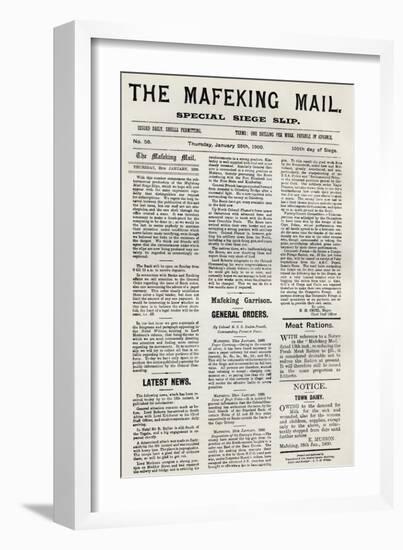 Facsimile of the Issue of 25th January 1900 of the Mafeking Mail-Louis Creswicke-Framed Giclee Print