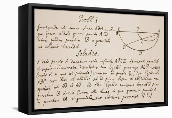 Facsimile of the Solution to the Problem of the Brachystochrone, or Curve of Quickest Descent-Sir Isaac Newton-Framed Stretched Canvas