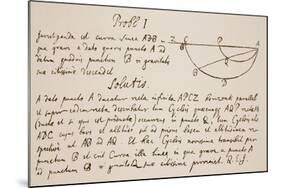 Facsimile of the Solution to the Problem of the Brachystochrone, or Curve of Quickest Descent-Sir Isaac Newton-Mounted Giclee Print