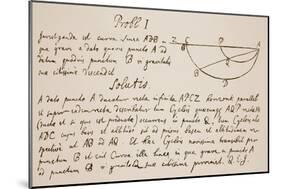 Facsimile of the Solution to the Problem of the Brachystochrone, or Curve of Quickest Descent-Sir Isaac Newton-Mounted Giclee Print