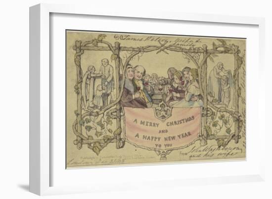 Facsimile Reproduction of the First Christmas Card-John Callcott Horsley-Framed Giclee Print