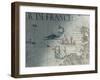 Facsmile of Whaling and Isle of Saint Brandon, Detail from a Portolan Map by Pierre Desceliers,…-null-Framed Giclee Print