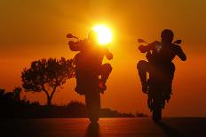 Motorcycles, Funbikes, Husquarna Nuda 900R and Ktm 990 Smc, Back Light, Sundown, Country Road-Fact-Photographic Print