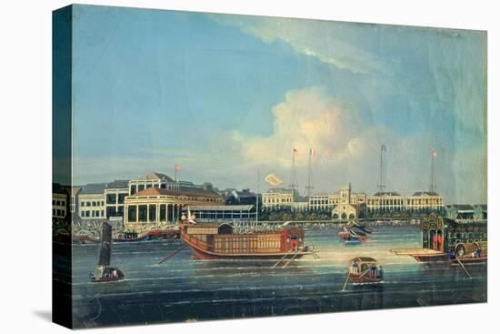Factories at Canton, from the Harbour, China, 1850-null-Stretched Canvas