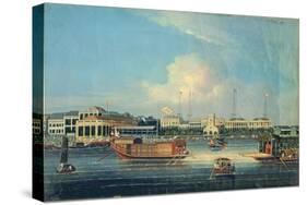 Factories at Canton, from the Harbour, China, 1850-null-Stretched Canvas