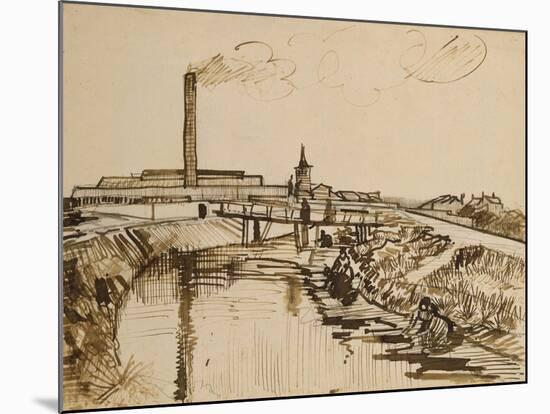 Factory and Laundresses at La Roubine Du Roi-Vincent van Gogh-Mounted Giclee Print