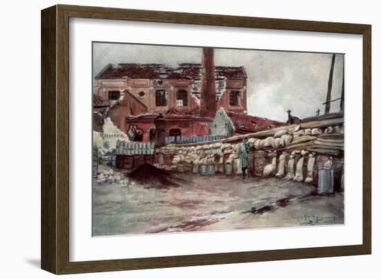 Factory Barricade, Soissons, France, 20 May 1915-Francois Flameng-Framed Giclee Print