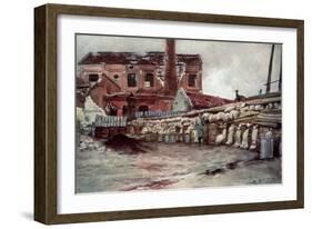 Factory Barricade, Soissons, France, 20 May 1915-Francois Flameng-Framed Giclee Print