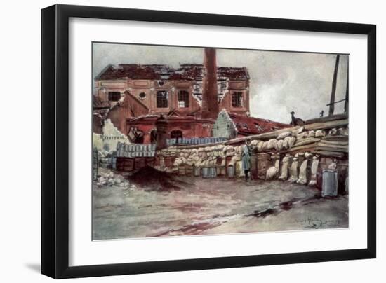 Factory Barricade, Soissons, France, 20 May 1915-Francois Flameng-Framed Giclee Print