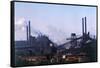 Factory Buildings Smoking from Pipes-null-Framed Stretched Canvas