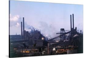 Factory Buildings Smoking from Pipes-null-Stretched Canvas