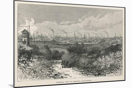 Factory Chimneys Outnumber Church Spires on the Skyline at Preston Lancashire-null-Mounted Art Print