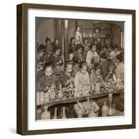 Factory Girls Decorating Cheap Pottery for the Foreign Markets, Kyoto, Japan, 1904-Underwood & Underwood-Framed Photographic Print