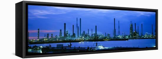 Factory Lit Up at Dusk, Antwerp, Belgium-null-Framed Stretched Canvas