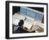 Factory Technician at the Control Desk-Heinz Zinram-Framed Photographic Print