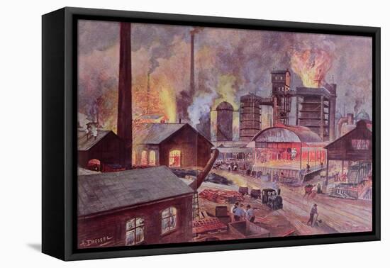 Factory with Blast Furnace-August Dressel-Framed Stretched Canvas