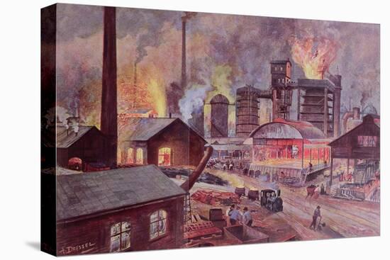 Factory with Blast Furnace-August Dressel-Stretched Canvas