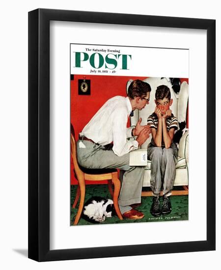 "Facts of Life" Saturday Evening Post Cover, July 14,1951-Norman Rockwell-Framed Premium Giclee Print