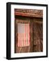 Faded American Flag on Old Barn Entrance, Maine, USA-Joanne Wells-Framed Photographic Print