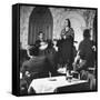 "Fado" Singer and a Guitarist Entertaining the Audience in the Lisbon Nightclub-Bernard Hoffman-Framed Stretched Canvas