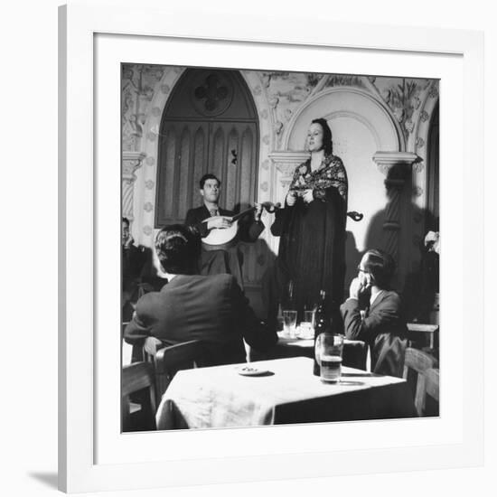 "Fado" Singer and a Guitarist Entertaining the Audience in the Lisbon Nightclub-Bernard Hoffman-Framed Photographic Print