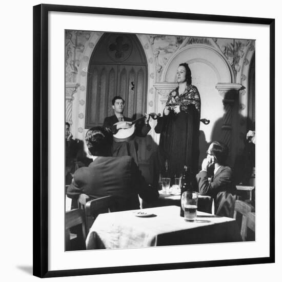 "Fado" Singer and a Guitarist Entertaining the Audience in the Lisbon Nightclub-Bernard Hoffman-Framed Photographic Print