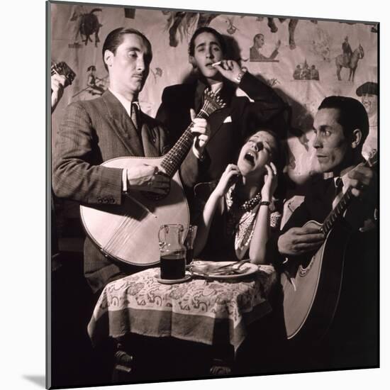 Fado Singer in Portuguese Night Club, 1946-null-Mounted Photo