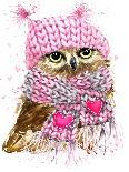 Snowy Owl T-Shirt Graphics, Snowy Owl Illustration with Splash Watercolor Textured Background. Illu-Faenkova Elena-Art Print