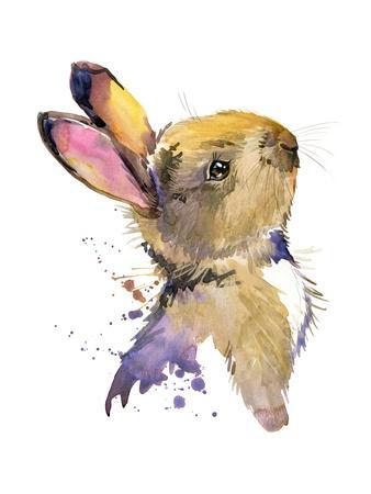 Cute Rabbit. Hare. Watercolor Illustration. Forest Animal.' Prints - Faenkova Elena | Allposters.com