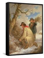 Faggot Gatherers in the Snow-George Morland-Framed Stretched Canvas