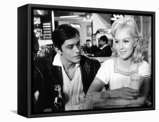 Faibles femmes by Michel Boisrond with Alain Delon and Mylene Demongeot, 1958 (b/w photo)-null-Framed Stretched Canvas