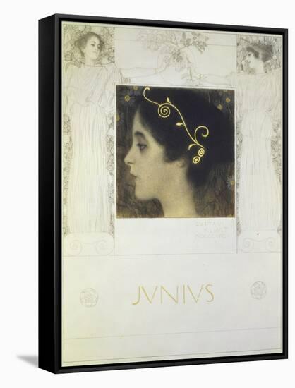 Fair Drawing for the Allegory Junius 1896-Gustav Klimt-Framed Stretched Canvas